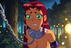 teen_titans, 1girl, arms_behind_back, bdsm, blush