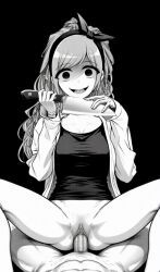 eiko_hozuki, dark_gathering, 1girls, black_and_white, clothed_sex