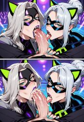 2, 1boy, 2girls, aqua_nails, between_legs
