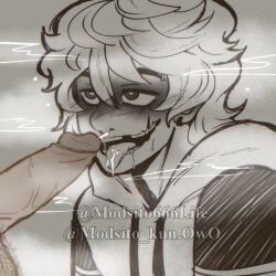 ticci_toby, creepypasta, 2boys, artist_name, black_and_white