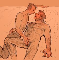 harrier_du_bois, kim_kitsuragi, disco_elysium, 2boys, arm_hair