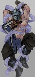 crusader_(darkest_dungeon), darkest_dungeon, mefff, 1boy, above_view