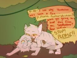 featherwhisker_(warriors), spottedleaf_(warriors), warriors_(book_series), warriors_(cats), freckledcoat