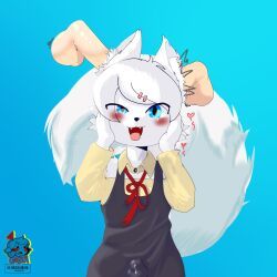 ahoge, anthro, bodily_fluids, bulge, canid