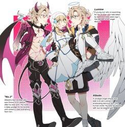 albedo_(genshin_impact), lumine_(genshin_impact), genshin_impact, 1girls, 2boys