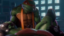 michelangelo_(tmnt), teenage_mutant_ninja_turtles, athletic_male, cock, completely_nude