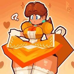 princess_daisy, mario_(series), artist_request, blue_eyes, breasts