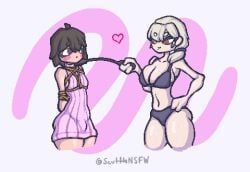 oc, original_character, 2girls, bedroom_eyes, blonde_hair