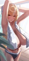 shiranui_flare, hololive, 1girl, :o, alternate_breast_size