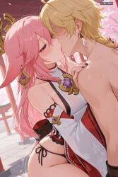 yae_miko, genshin_impact, velutinx, 1femboy, androgynous