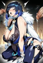 yelan_(genshin_impact), genshin_impact, novart01, 1girl, 3boys