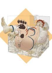 yejibudingzi, anthro, balls, black_pawpads, blindfold