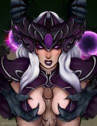 syndra, zed, league_of_legends, mabziki, 1girls