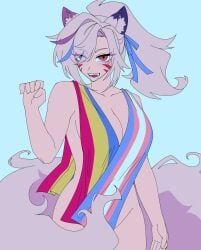 nyaravt, macaron_(artist), 1girls, 1transfem, convenient_censoring