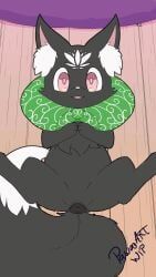 pawoo, animal_genitalia, black_body, black_fur, butt
