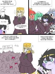 anon, hermit_purple, hierophant_green, magician's_red, silver_chariot