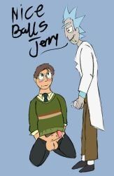 jerry_smith, rick_sanchez, rick_and_morty, dumb_face, erect_penis