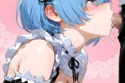 rem_(re:zero), re:zero_kara_hajimeru_isekai_seikatsu, krowenx, 1girls, blowjob