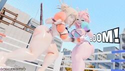 himiko_toga, mina_ashido, my_hero_academia, chalkfights, 2girls