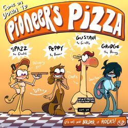 grudge_the_bunny, gustava_the_giraffe, oc, peppy_the_beaver, spazz_the_cheetah