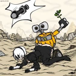 wall-e_(character), yorha_2b, nier:_automata, wall-e, 1boy
