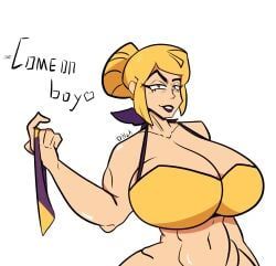 miss_information_(gameoverse), gameoverse, belly, blonde_hair, bra