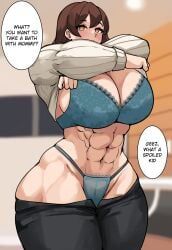 musctonk, 1girls, bodybuilder, bra, female_bodybuilder