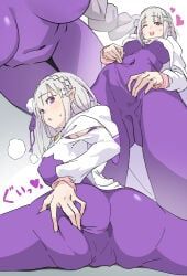 emilia_(re:zero), re:zero_kara_hajimeru_isekai_seikatsu, mochi-jun, 1girl, ass