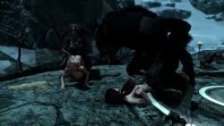 aela_the_huntress, nord, serana, vampire_lord, vampire_lord_(skyrim)