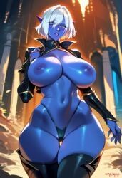queen_nualia, fallen_throne, hellblueboy4, 1girls, colored_skin