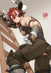 humus_(arknights), arknights, 1boy, animal_ears, anus