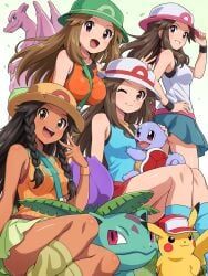 charizard, generation_1_pokemon, hilda_(pokemon)_(cosplay), ivysaur, leaf_(pokemon)