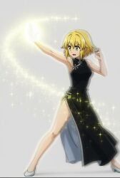 oc, original_character, original, black_chinese_dress, blonde_hair