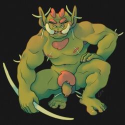 ravuer, armpit_hair, body_hair, boomerang, chest_tuft