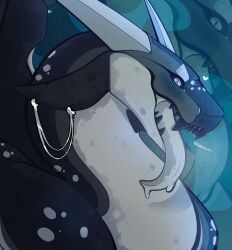 mythology, anthro, black_body, black_scales, black_sclera