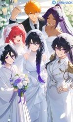 bambietta_basterbine, dokugamine_riruka, ichigo_kurosaki, kuchiki_rukia, kurotsuchi_nemu