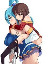 aqua_(konosuba), megumin, kono_subarashii_sekai_ni_shukufuku_wo!, qarimune, 2girls