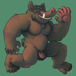 ravuer, action_pose, anthro, balls, body_hair