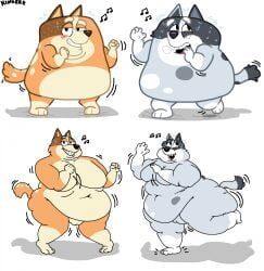chilli_heeler, trixie_heeler, bluey_(series), 3_toes, 4_fingers
