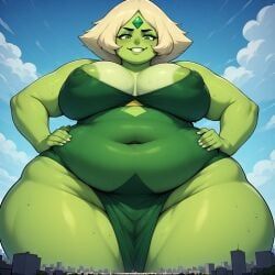 gem_(species), peridot_(steven_universe), steven_universe, dark_green_eyes, giantess