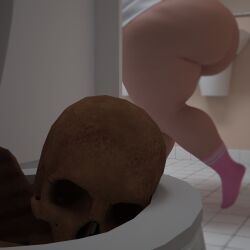 lost_in_3d, 1girls, ass, bathroom, big_ass