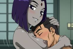 raven_(dc), teen_titans, 1boy, 1girl, animification