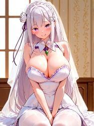 emilia_(re:zero), re:zero_kara_hajimeru_isekai_seikatsu, odysseyai, 1girl, alternate_costume