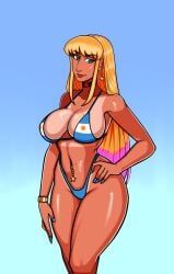 eve_(frank_draws), original, frank_draws, 1girls, argentinian_flag_bikini