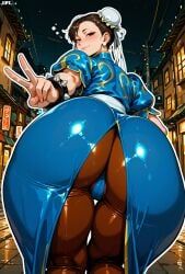 chun-li, street_fighter, ai_generated_sluts, back_towards_viewer, back_view