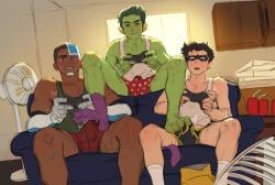 beast_boy, cyborg_(dc), garfield_logan, robin_(dc), teen_titans