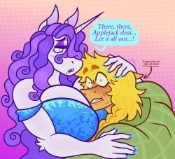 applejack_(mlp), rarity_(mlp), my_little_pony, dapper_little_arts, 2girls