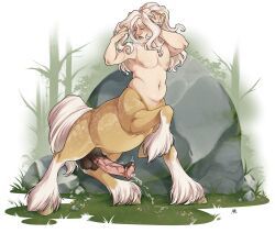 original_character, achillosaure, background, balls, blonde_hair