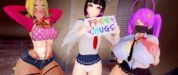bunny_hero_works_part-time, bunify, 3girls, abs, big_breasts