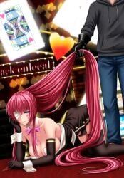 megurine_luka, project_diva, vocaloid, 1boy1girl, all_fours